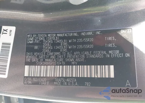 2023 Toyota Highlander Xse из США, поврежденный, VIN 5TDKDRBH5PS510419